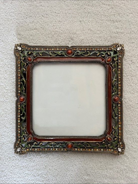 The Bombay Company Other - Vintage Bombay Company Picture Frame with Enamel and Crystal Accents, Square 4x4